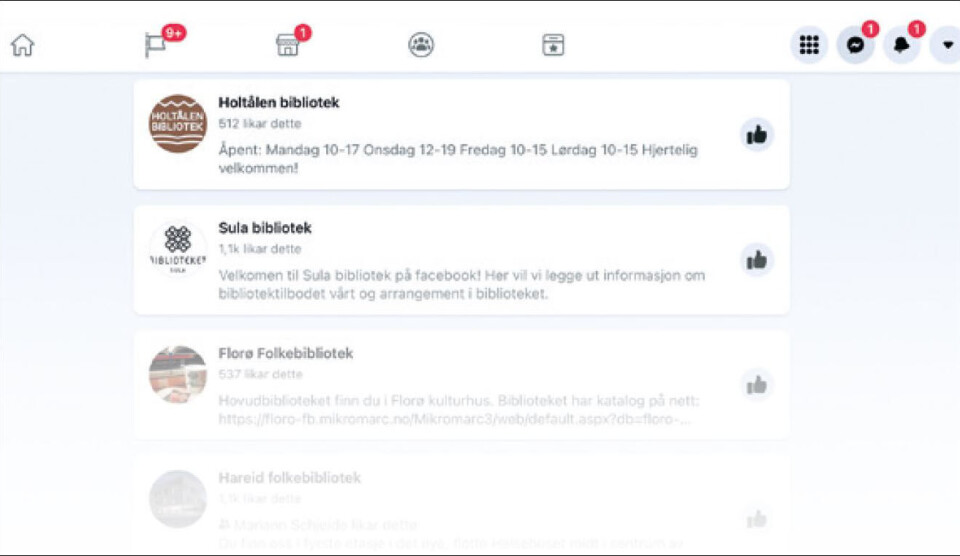 Bibliotekene vurderer egen Facebook-bruk