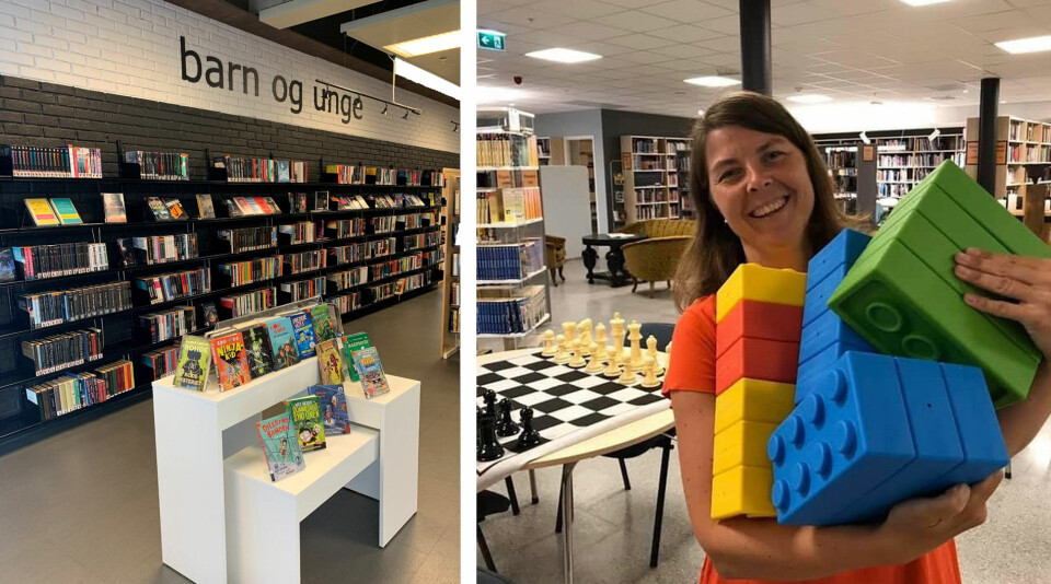 AKTIVITET FOR BARN OG UNGE: – Barne- og ungdomsbibliotekar Irene Walseth forbereder aktivitet på Skjønhaug Innbyggertorg og bibliotek.