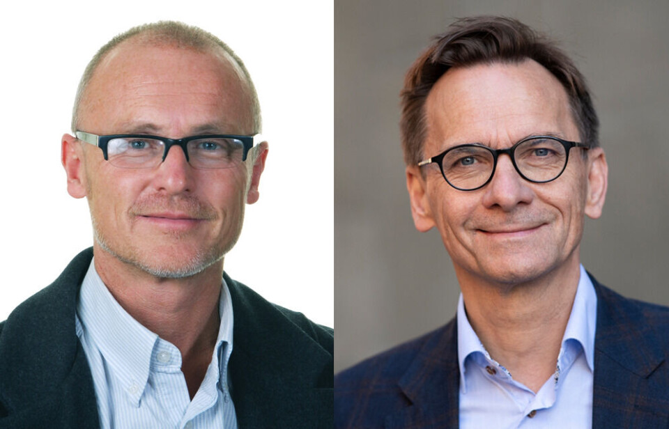 Lars Egeland (til venstre) og rektor Christen Krogh er uenige om hvor vidt byggingen av det nye biblioteket ved OsloMet var vedtatt eller ikke. Foto Egeland: Stortinget. Foto Krogh: Sonja Balci / OsloMet. Portretter av Lars Egeland og Christen Krogh.