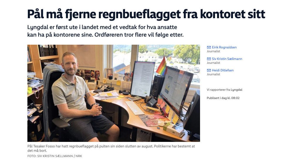 Nasjonalt: NRK var først ute med å fortelja om det unike politiske vedtaket i Lygndal kommune.