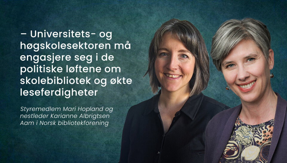 Invitasjon: Mari Hopland og Karianne Albrigtsen Aam vil ha politisk engasjement for skolebibliotekene, også fra UH-sektoren.