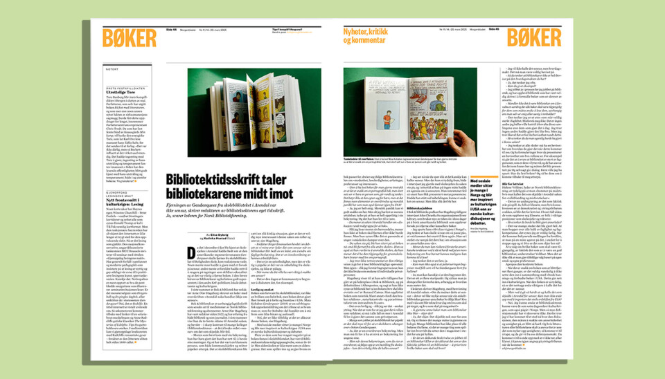 Vekker interesse: Sensurebatten frå Bok & bibliotek blir teken vidare i Morgenbladet.