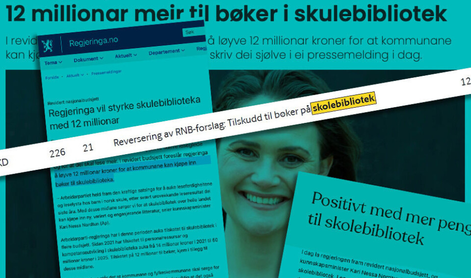 Skulle gje 12 mill til skulebibliotek, gav 0,–